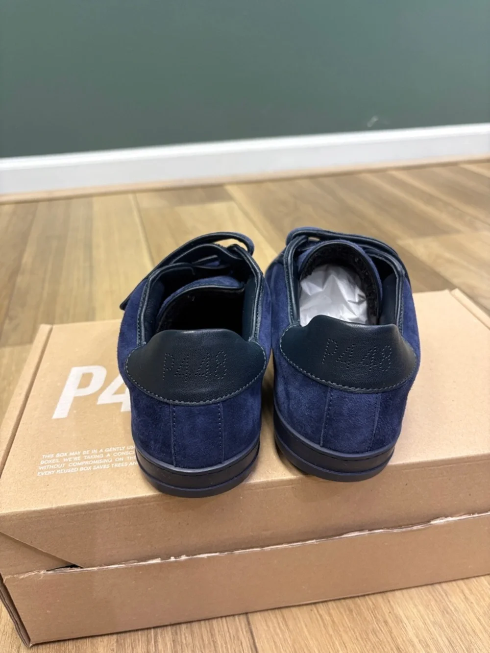 P448 Navy Suede Velcro Triple Strap Sneakers - Picture 3 of 4